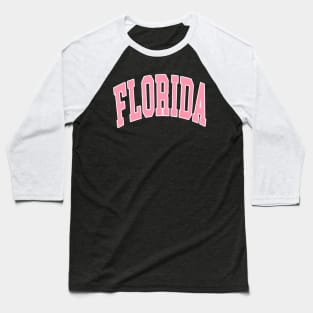 Florida Beach Preppy Pink Font Baseball T-Shirt